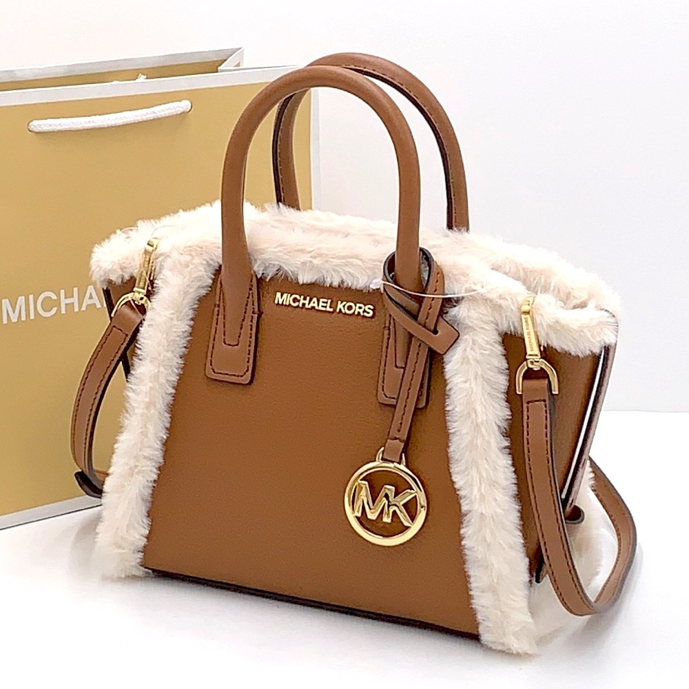 MICHAEL KORS AVRIL XSMALL SATCHEL XBODY LUGGAGE MULTI WITH FLUFFY FUR